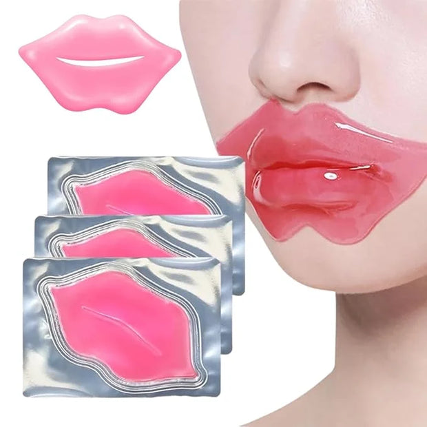 24K Golden Hydrating Lip Mask Patches, Korean Skincare, Plumping Treatment, 30 Pieces (Pink (B)) - Product Image