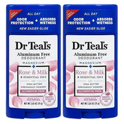 Dr. Teal's Rose & Milk Deodorant Gift Set (2 Pack, 2.65oz Ea) - Rose & Milk Formula - Aluminum Free with Magnesium - Essen...