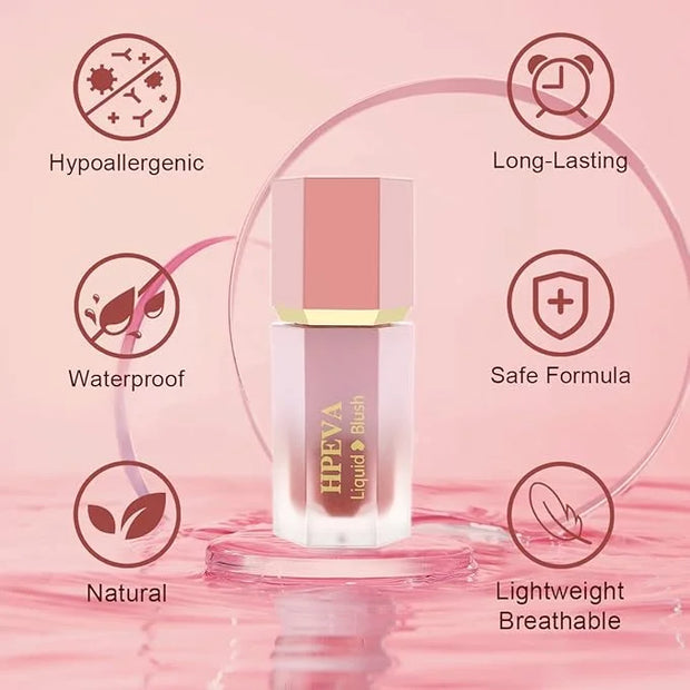 Liquid Blush for Cheeks,Soft Cream Matte Korean Makeup Blush,Lightweight Breathable Feel Long Lasting Natural Red Pink Pea...