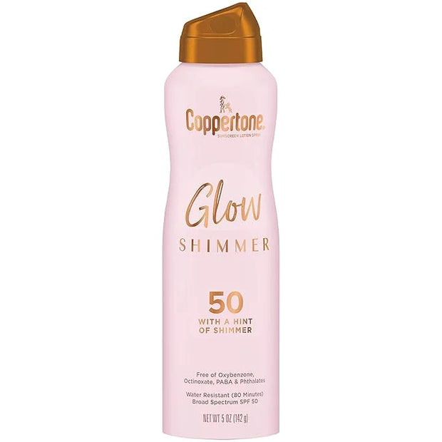 Coppertone Glow with Shimmer Sunscreen Spray SPF 50, Water Resistant Spray Sunscreen, Broad Spectrum SPF 50 Sunscreen Pack...