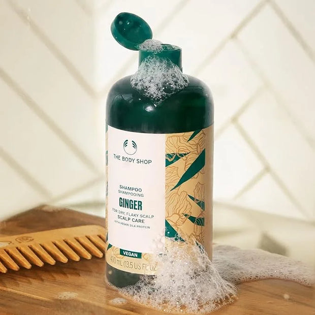 The Body Shop Ginger Scalp Care Shampoo – For Dry, Flaky Scalps – With Vegan Silk Protein – 400ml - Product Image