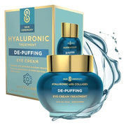 Hyaluronic Acid & Collagen De-Puffing Eye Cream - Reduces Under Eye Bags & Dark Circles, Hydrates - Dermatologist Tested, ...