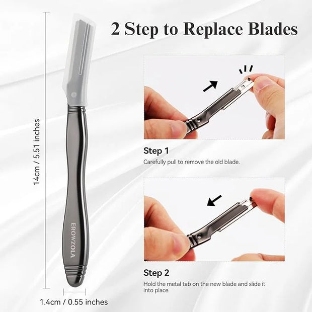 Dermaplane Razor for Women Face with 6 Refill Blades, Dermaplaning Tool Face Razors for Removes Facial Hair, Peach Fuzz, R...