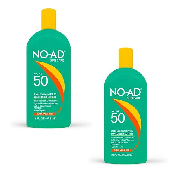 NO-AD SPF 50 Sunscreen Lotion | Hypoallergenic | Broad Spectrum UVA/UVB Protection | Water Resistant | Octinoxate & Oxyben...