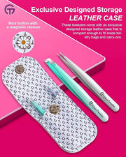 Expert Slant and Point Tip Tweezer Set with Exclusive Storage & Carrying Case, GlamTweeler Sharp & Precision Tweezer Set f...