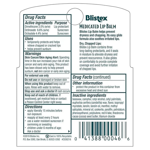 Blistex Medicated Lip Balm, 0.15 Ounce,