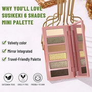 6 Colors Mini Naked Eyeshadow Makeup Palette Olive-colored Neutral Tone Eye Shadow Matte & Shimmer Nude Make Up Pallet wit...