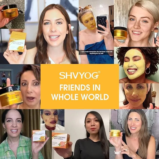 Vitamin C Face Mask with Kaolin Clay and Turmeric for Dark Spots, Dull Skin, Skincare Facial Mask for Controlling Oil and ...