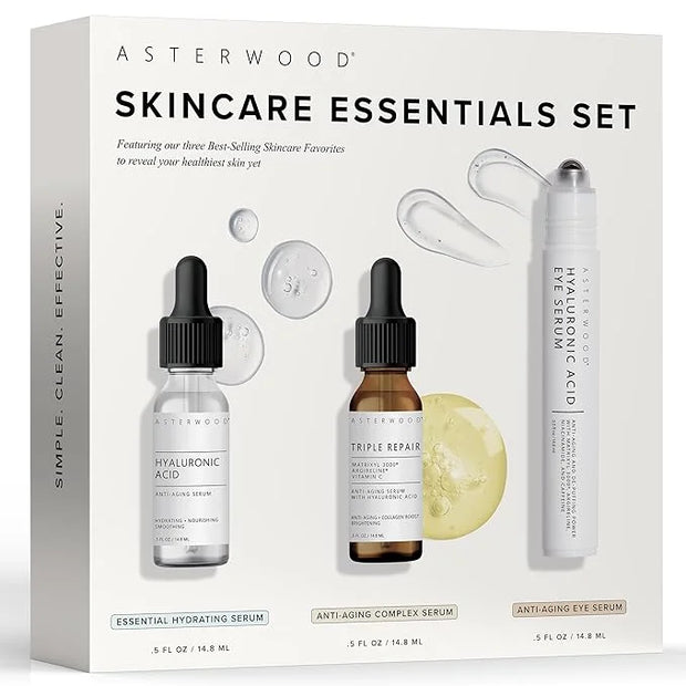 Asterwood Skin Care Set - Mothers Day Gifts For Mom - with Hyaluronic Acid & Triple Repair Serums, Under Eye Serum - Skinc...