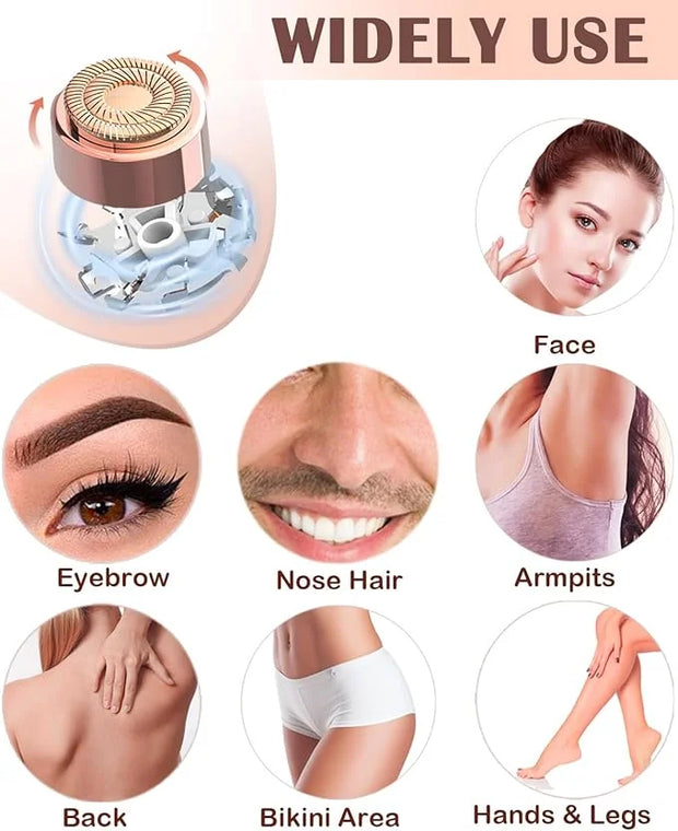 Facial Hair Removal Eyebrow Trimmer 2 in 1, Portable Facial Hair Remover for Women, Travel Rechargeable Hair Razor Bikini ...