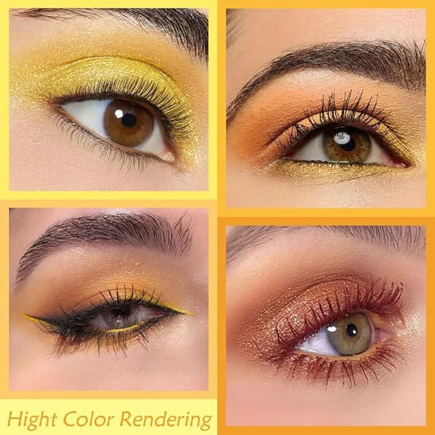 Gold Yellow Brown Smokey Goth Eyeshadow Palette Makeup,Highly Pigmented Natural Powder Eye Shadow Palette Long Lasting Nat...