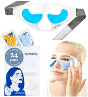 MyHalos Patented Eye Ice Pack for Puffy Eyes Set - Under Eye Masks for Dark Circles and Puffiness- 24 Eye Patches for Wrin...