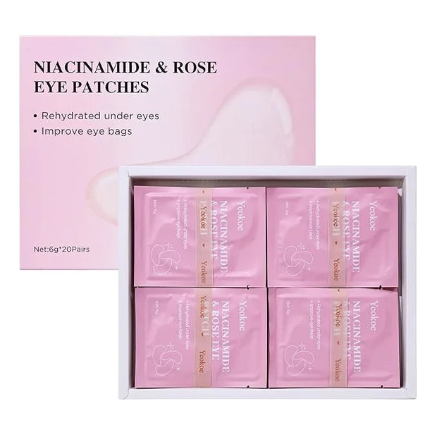 Under Eye Patches for Dark Circles,Puffy Eyes,20 Pairs Face Masks SkinCare With Niacinamide and Rose for Rehydrated - Prod...