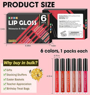 AZEN 6 Pack Lip Gloss Bulk Set, Shimmery Lip Gloss for Women and Girls With Rich Varied Colors - Product Image