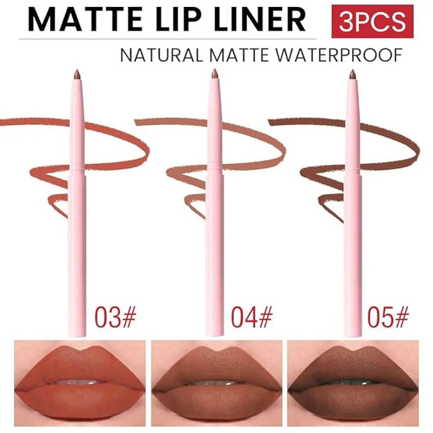 evpct 3Pcs Retractable Lip Liner Pencils Set Pack for Shaping & Sculpting Lips, Nude Pink Orange Coffee Taupe Dark Brown C...