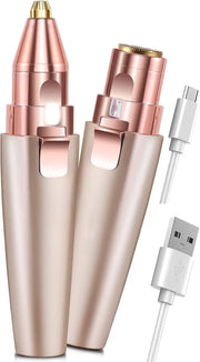 Hatteker Eyebrow Facial Trimmer, 2 in1 Rechargeable Hair Removal and Eyebrow Shaver - Face Lips Body Painless Razor with B...