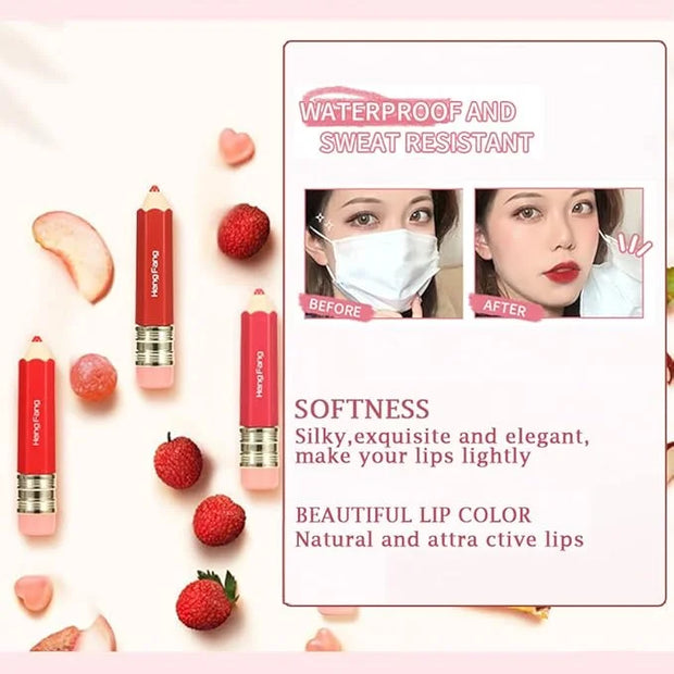 2 Color Pencil Shaped Lip Gloss,Matte Hydrating Liquid Lipstick for Women Long Lasting Lip Tint Non-sticky Nourishing Lip ...