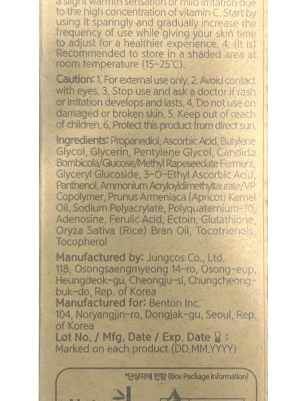BENTON Vitamin C Serum - Easter Basket Essentials, Korean Skin Care, White Serum for Face with 20% Pure Vitamin C, Skin Te...