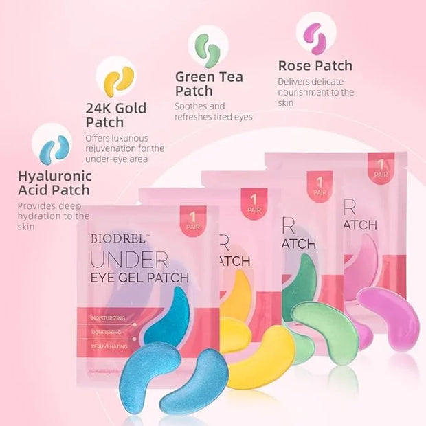 BIODREL- Under Eye Patches (20 Pairs) for Dark Circles, Puffy Eyes, Wrinkles, Eye Bags Treatment - Collagen Mask for Men &...