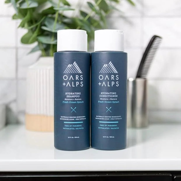 Oars + Alps Men's Sulfate Free Hydrating Shampoo, Infused with Kelp and Algae Extracts, Fresh Ocean Splash, 13.5 Fl Oz - P...