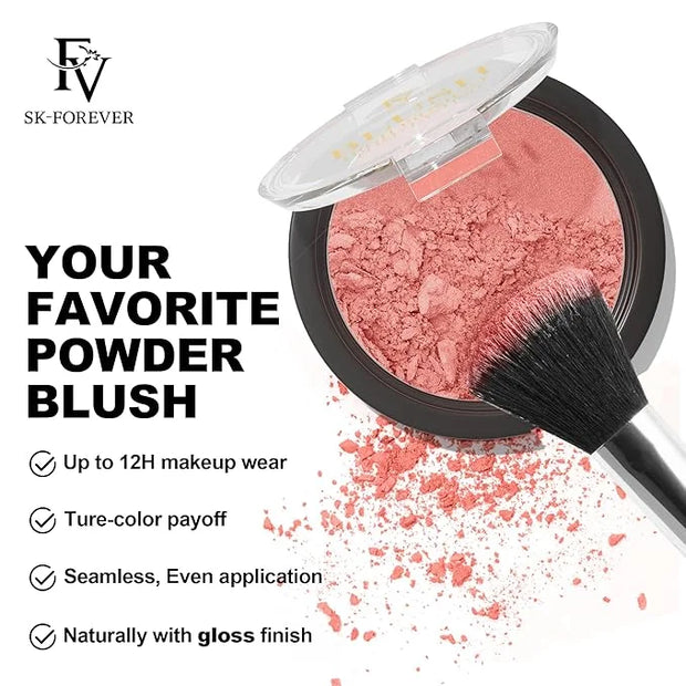 FV Long Lasting Powder Blush - Lightweight Smooth & Blendable Cheek Makeup, High Buildable Color, Transfer-Resistant Shimm...
