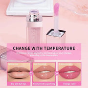 2PCS Hydrating Lip Glow Oil, Plumping Lip Gloss, Clear to Pink Lip Oil Gloss, Transparent Moisturizing Lip Balm, Natural L...