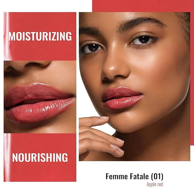Oulac Moisturizing Shine Lipstick For Women Christmas Set 3PCS, 2 in 1 Tinted Lip Balm for Winter, Hydrated Juicy and Glos...