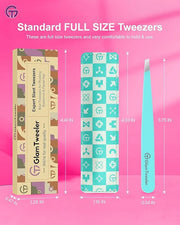 Expert Eyebrow Hair Removal Tweezer with Leather Case, GlamTweeler High Precision Slant Tip Stainless Steel Tweezers for M...