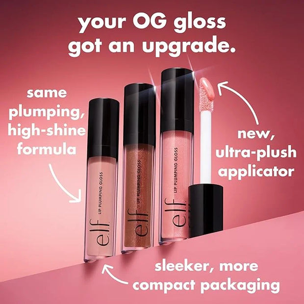 e.l.f. Lip Plumping Gloss, High-Shine Sheer Color, Hydrates & Creates Fuller Lips With Vitamin E, Vegan & Cruelty-Free, Pe...