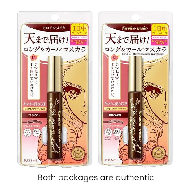 HEROINE MAKE by KISSME Long & Curl Up | Waterproof Mascara Brown, Lengthening & Volume Fiber Tubing Mascara Makeup, WP 02 ...