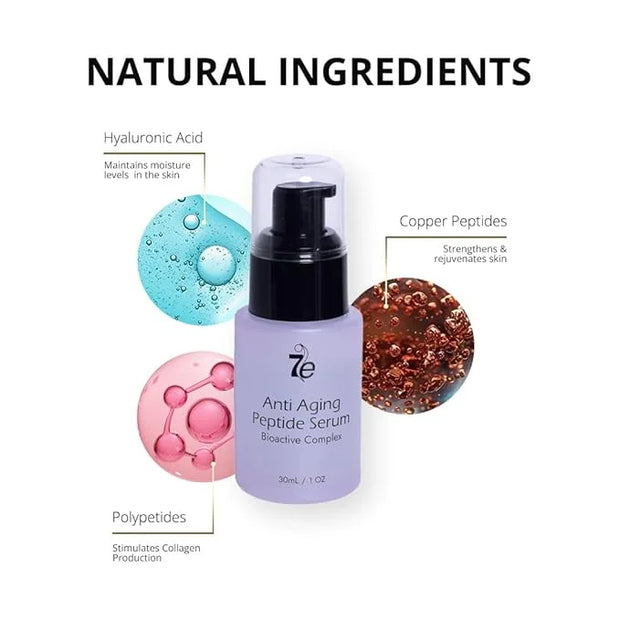 7E Wellness:Anti-Aging Peptide Serum, Anti-Wrinkle Copper Peptide Serum With Hyaluronic Acid & Polypeptides - Supports Col...