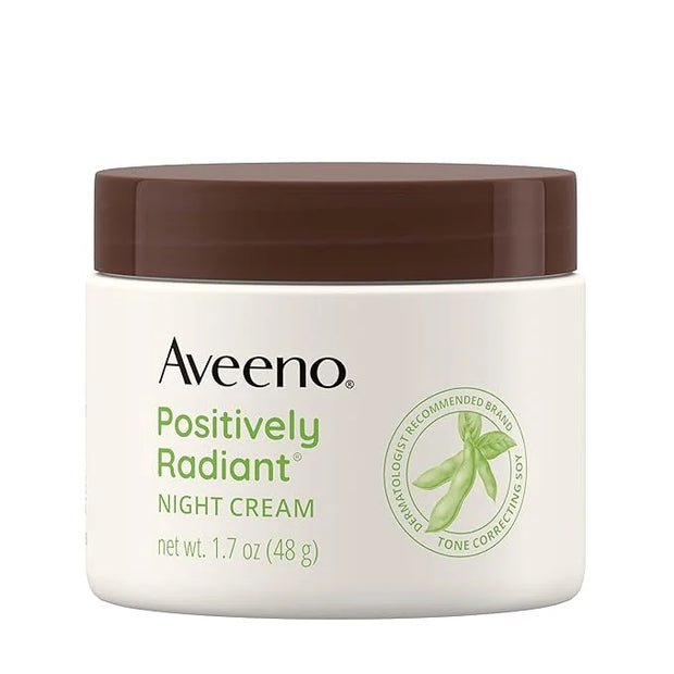 Aveeno Positively Radiant Moisturizing Face & Neck Night Cream with Tone Correcting Soy & Niacinamide, Night Cream Targets...