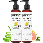 PURA D'OR Vitamin C Face Wash (8oz x2 = 16oz) Antioxidant Rich Facial Cleanser For Radiant Glow & Even Skin Tone - Gentle,...