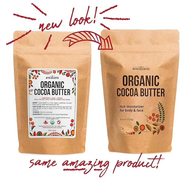 Organic Cocoa Butter Raw Unrefined - Food Grade USDA Certified - for Scars, Stretch Marks Cream - 100% Cocoa Butter Raw Or...