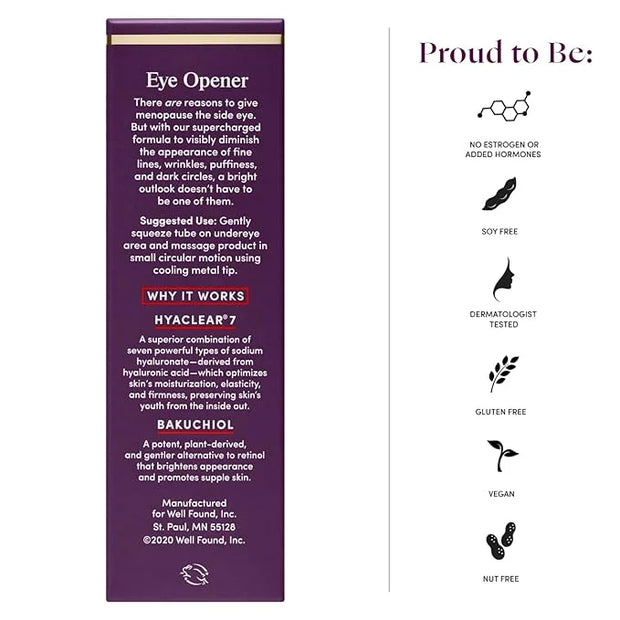 Womaness Eye Opener Anti Aging Eye Cream - Hyaluronic Acid & Bakuchiol Alternative Retinol Eye Cream for Dark Circles and ...