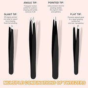 Yougai Tweezers Set,9 Pcs Professional Stainless Steel Tweezer Kit-Great Precision Eyebrow Tweezers for Ingrown Facial Hai...