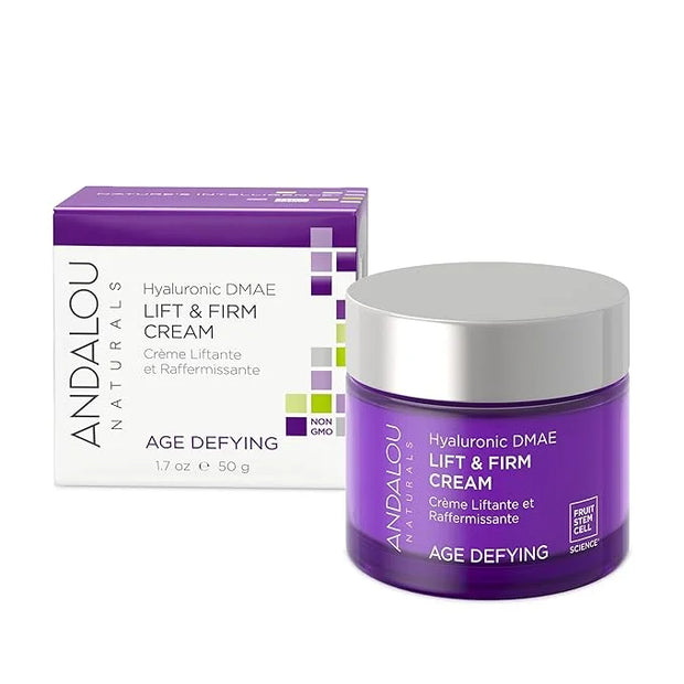 Andalou Naturals Hyaluronic Dmae Lift Firm Skin Cream, Face Moisturizer with Anti Aging Antioxidants, Hydrating, Helps Red...