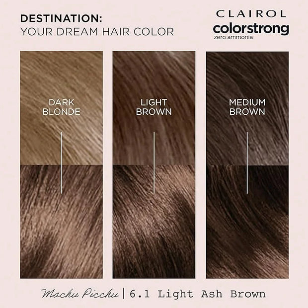 Clairol ColorStrong Permanent Zero Ammonia Hair Dye, 6.1 Light Ash Brown - Machu Picchu Hair Color, Pack of 1 - Product Image
