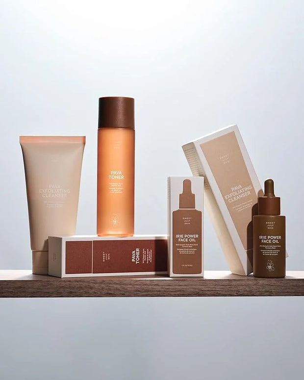 SWEET JULY SKIN The Essentials Set - 3 PC Full Size Cleanser, Toner, Facial Oil to Achieve Balanced, Glowing and Hydrated ...