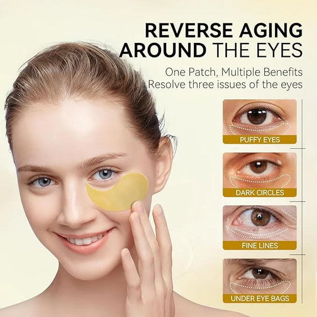 BREYLEE 24K Gold Eye Masks - 60 Pcs, Retinol & Caffeine Under Eye Patches for Reduce Fine Lines & Wrinkles, Puffy Eyes and...
