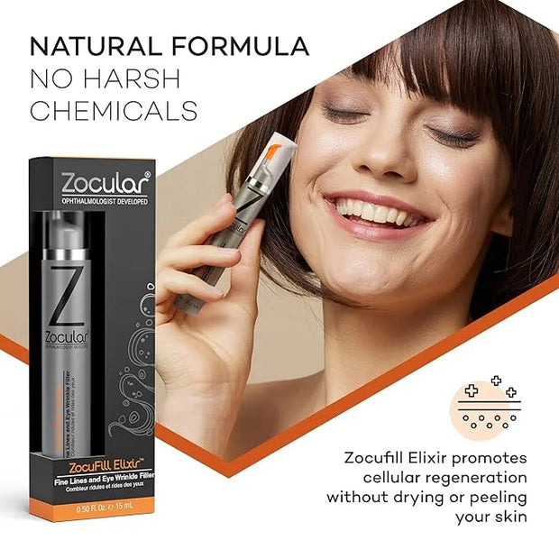 Zocufill Elixir Eye Gel and Face Serum - Eye Bags Treatment for Women and Men - Reduce the Appearance of Dark Circles, Puf...