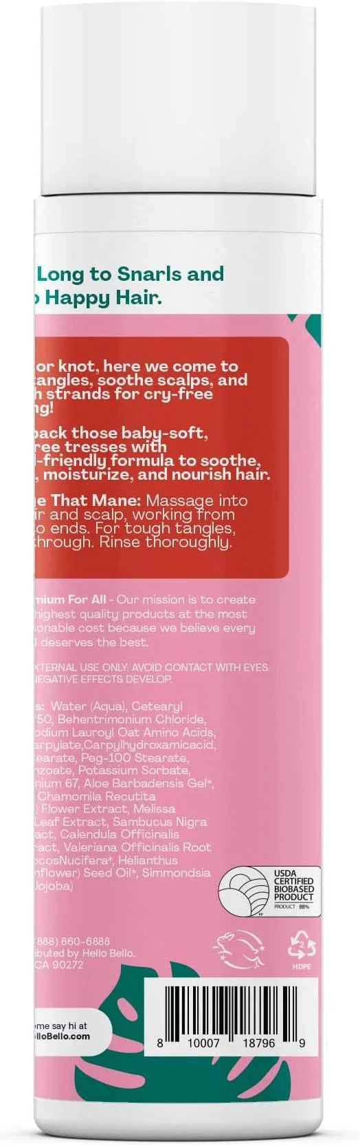 Hello Bello Kid’s Conditioner - Hypoallergenic, pH-Balanced & Dermatologist-Tested - Thoughtful Ingredients - Watermelon, ...