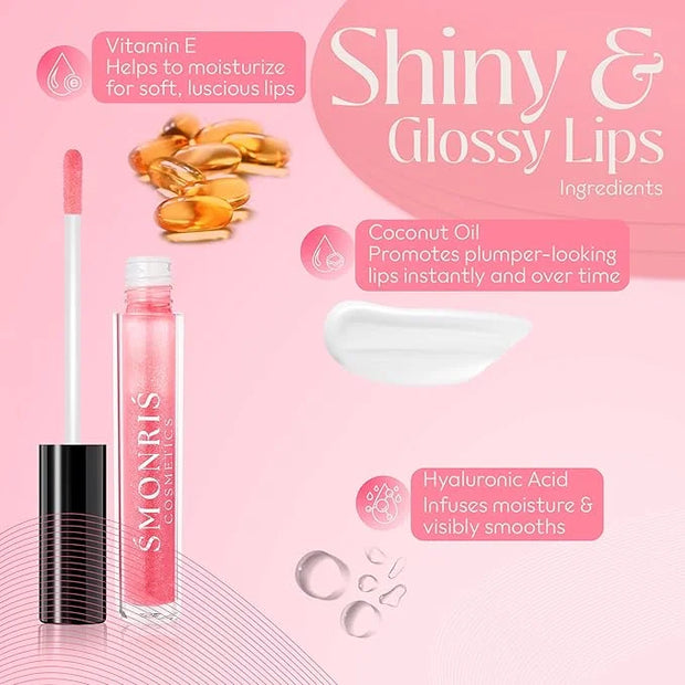 SMONRIS Moisturizing Shiny Lip glosses to Heal Dry Lips for Long Lasting Hydration – High Shine Cruelty Free Non-Sticky Li...