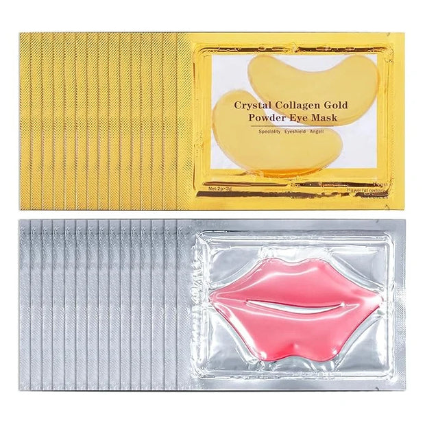 CAHIUYOA 30PCS Lip Mask and Under Eye Masks Set,Pink Lip Masks for Dry Lips 24K Gold Eye Patches for Puffy Eyes,Effective ...