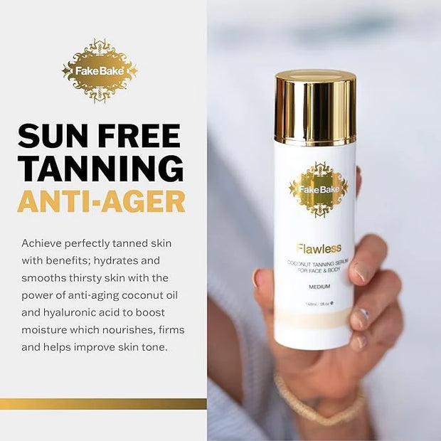 Fake Bake Flawless Coconut Sunless Tanning Serum with Hyaluronic Acid Lightweight Illuminating Face & Body Gradual Self Ta...