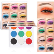 Rainbow Eyeshadow Palette - 9 Colors, High Pigmented, Bright Neon, Waterproof & Natural Finish - Product Image