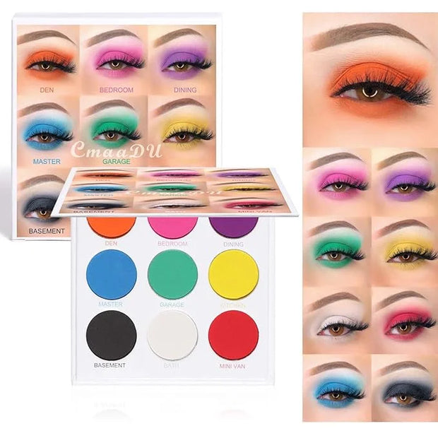 Rainbow Eyeshadow Palette - 9 Colors, High Pigmented, Bright Neon, Waterproof & Natural Finish - Product Image