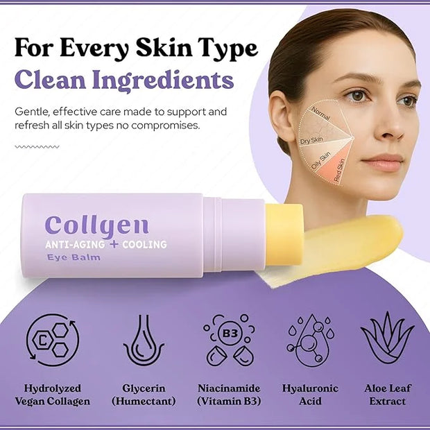 BellaBLISS Collagen Eye Balm Stick for Dark Circles, Puffiness & Wrinkles – Cooling Under Eye Cream with Collagen, Anti-Ag...