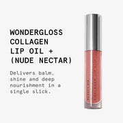 Beauty Pie Wondergloss Collagen Lip Oil + (Nude Nectar) – Hydrating, Plumping, Non-Sticky Gloss with Collagen AC Micro-Vec...