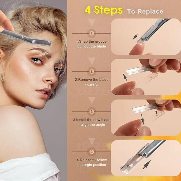 Dermaplane Razor for Women Face with 20PCS Blades,Professional Facial Razors for Peach Fuzz and Eyebrow Hair Removal,Stain...